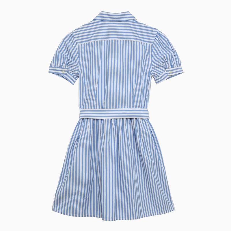 Blue and white striped cotton dress