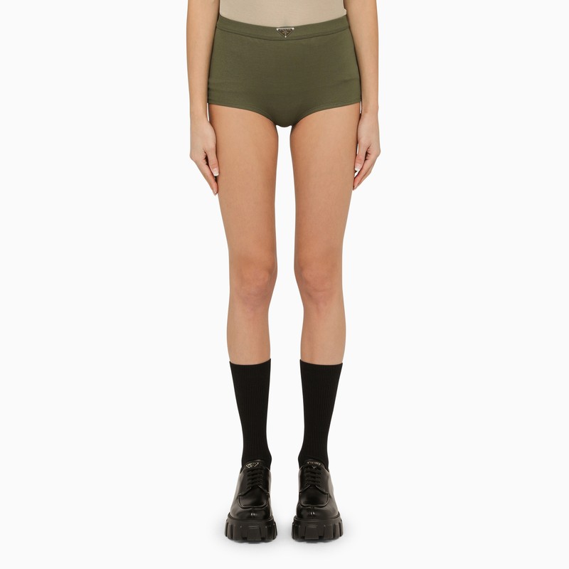 Military green cotton culotte shorts