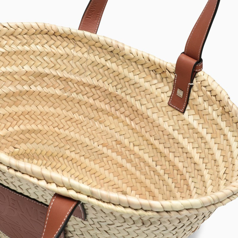 Natural straw and leather bag