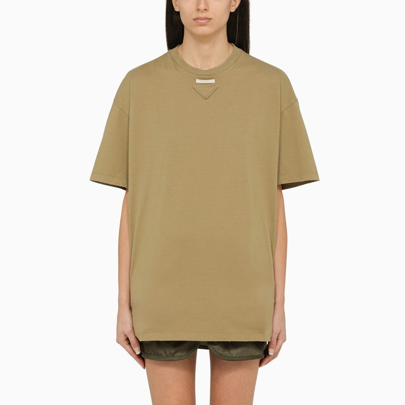 Olive green T-shirt in cotton jersey