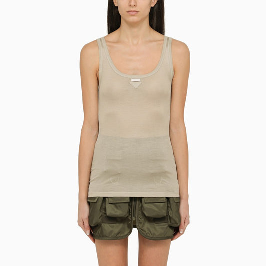 Rope-coloured silk camisole top