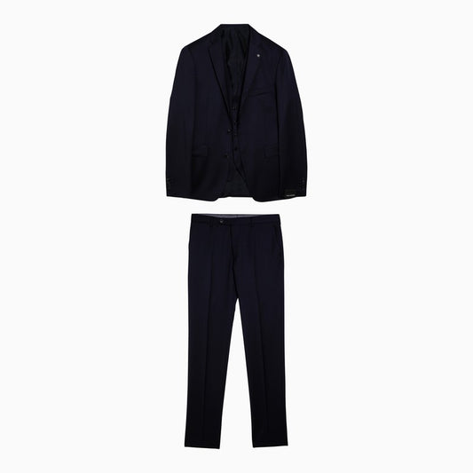 Single-breasted navy blue wool suit