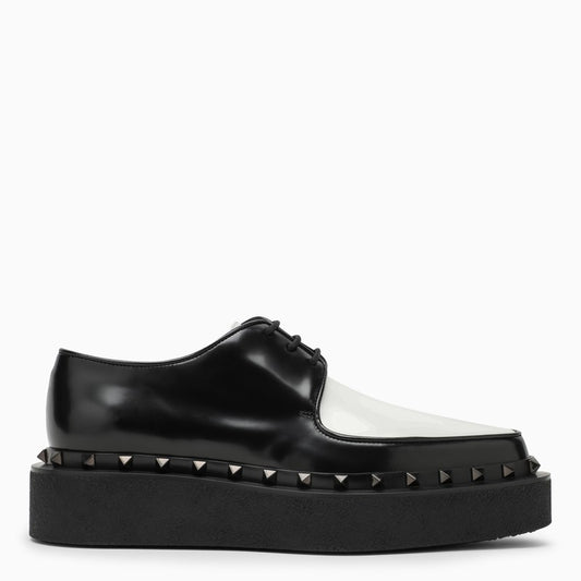 Two-tone Rockstud leather lace-up