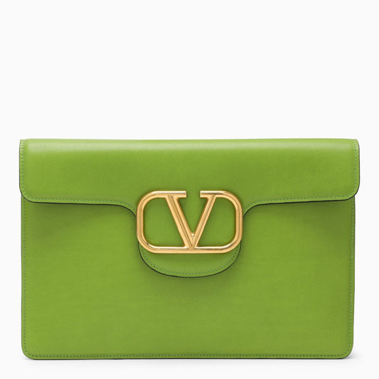 Chartreuse leather flat envelope