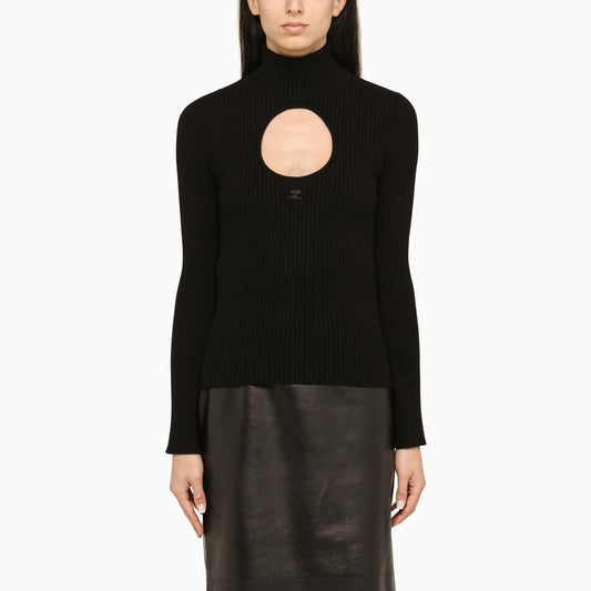 Black turtleneck with cut-out