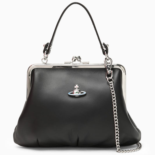 [WOMEN][NEW IN]Black leather Granny Frame bag
