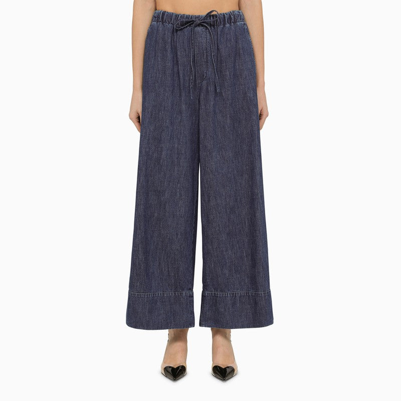 Wide denim trousers with logo
