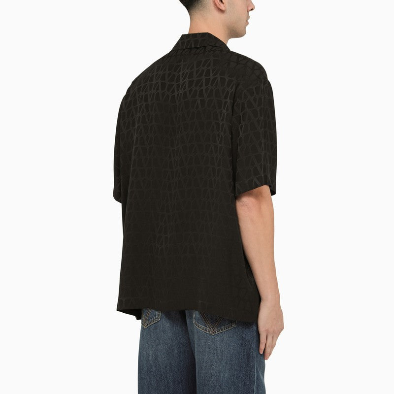 Black silk shirt with Toile Iconographe pattern
