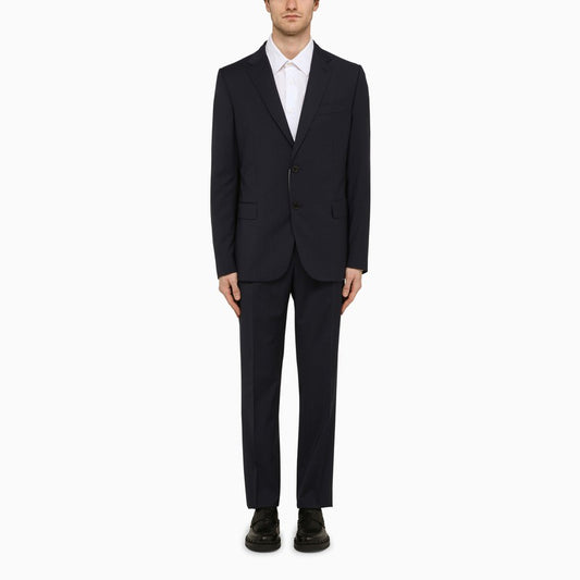 Navy blue single-breasted suit in wool