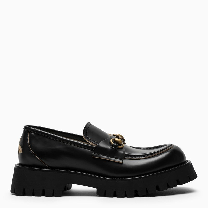 Horsebit loafers with black lug soles