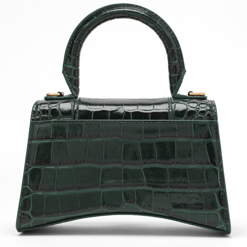 Forest green coco-print leather Hourglass XS bag