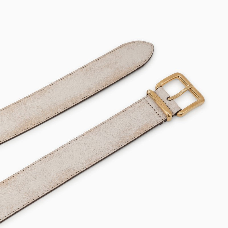 Sand/white leather belt