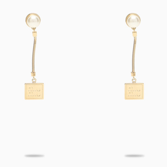 Gold/cream pendant earrings