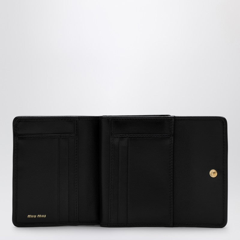 Black matelassé leather small wallet