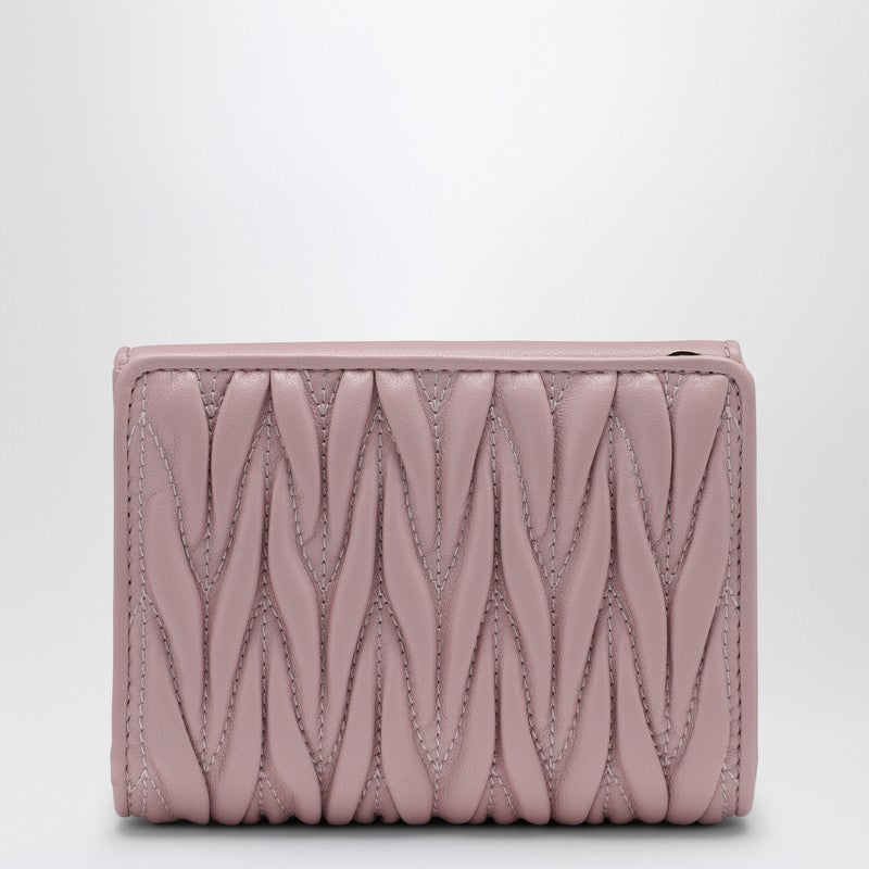 Alabaster-coloured matelassé leather small wallet