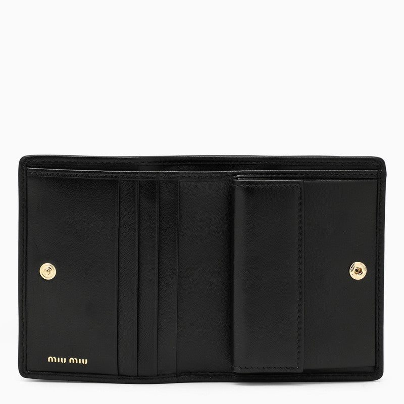 Black wallet in matelassé Nappa leather