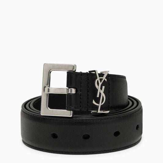Cassandre black smooth leather belt