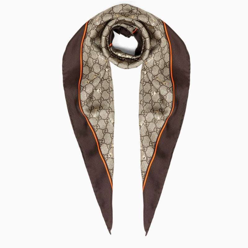 Begie/orange GG jacquard scarf