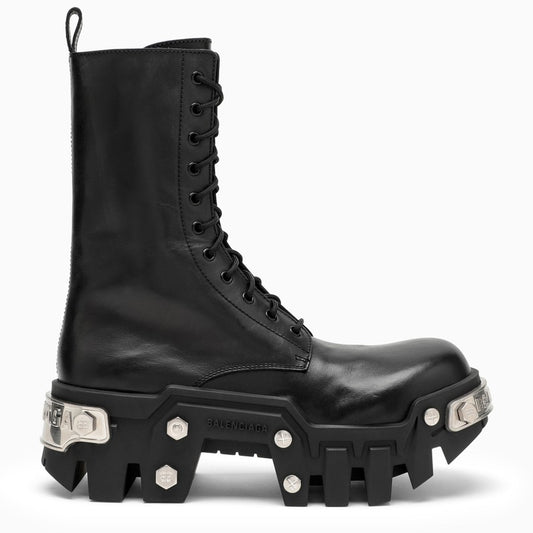 Black leather Bulldozer boot