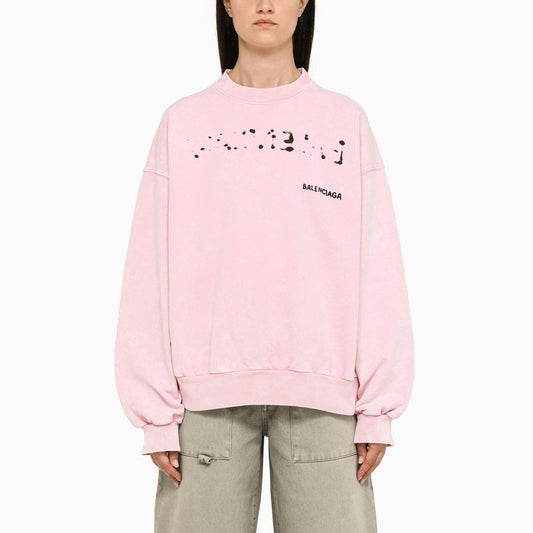 Washed-out pink crew-neck sweatshirt