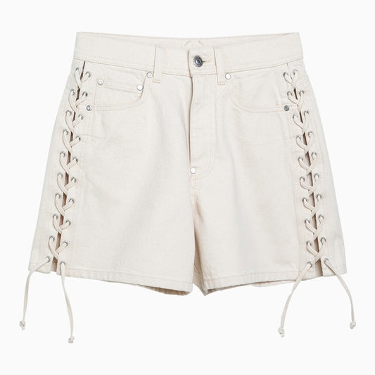 Cotton écru shorts with laces