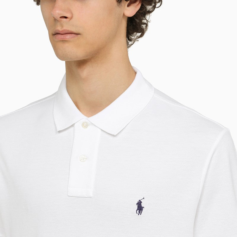 White piqué polo shirt with logo