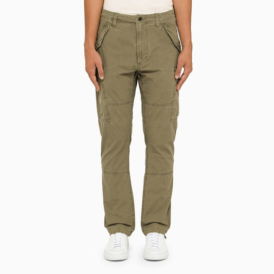 Olive cotton cargo trousers