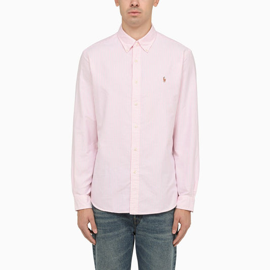 Pink/white striped cotton shirt