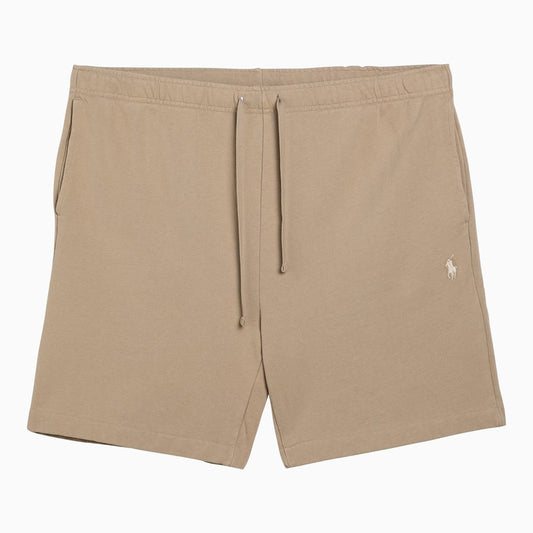 Beige cotton sports bermuda shorts