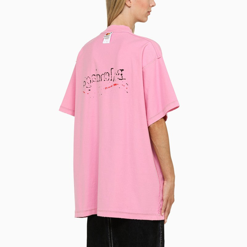 Pink oversize T-shirt with logo