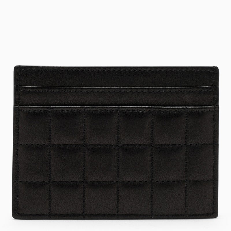 Black leather quilted card case