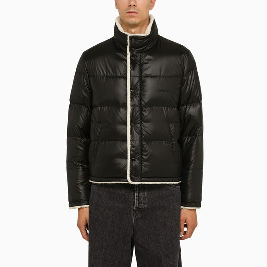 Black nylon down jacket