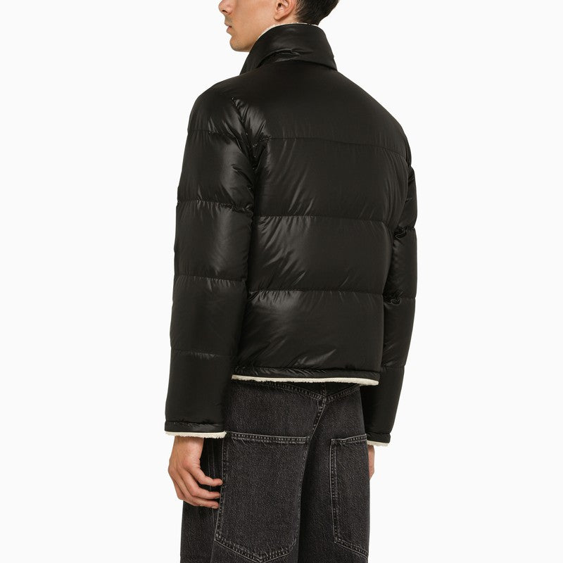 Black nylon down jacket