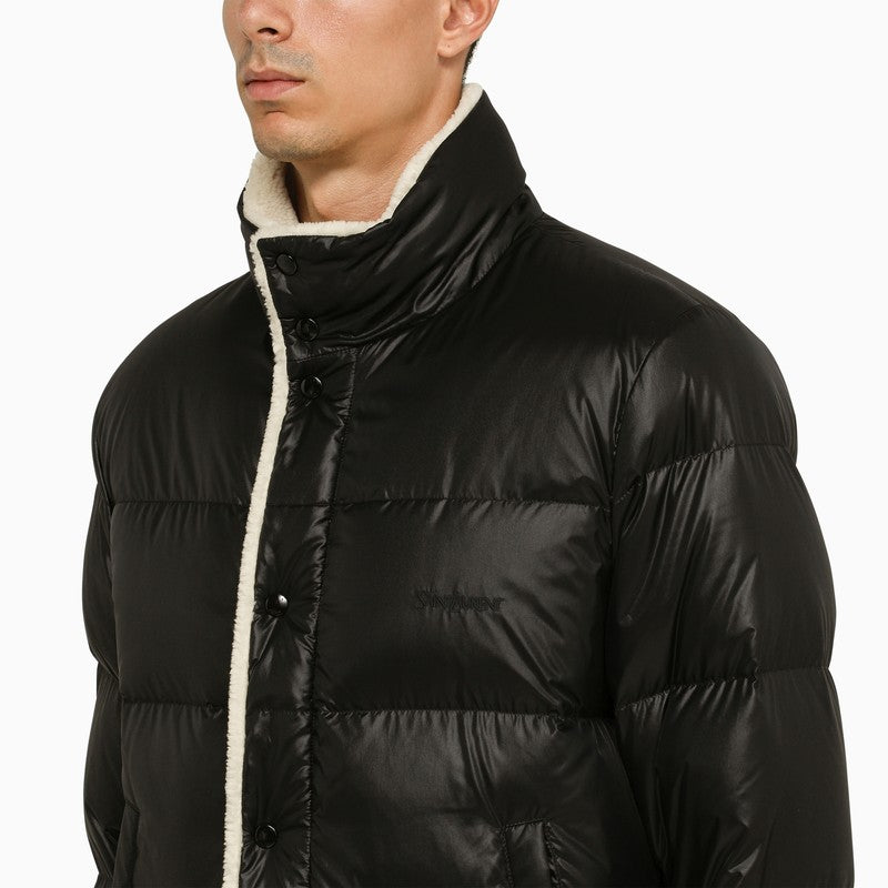 Black nylon down jacket