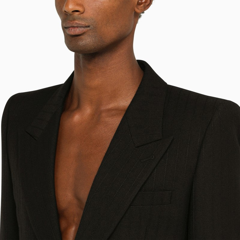 Black single-breasted tailored jacket