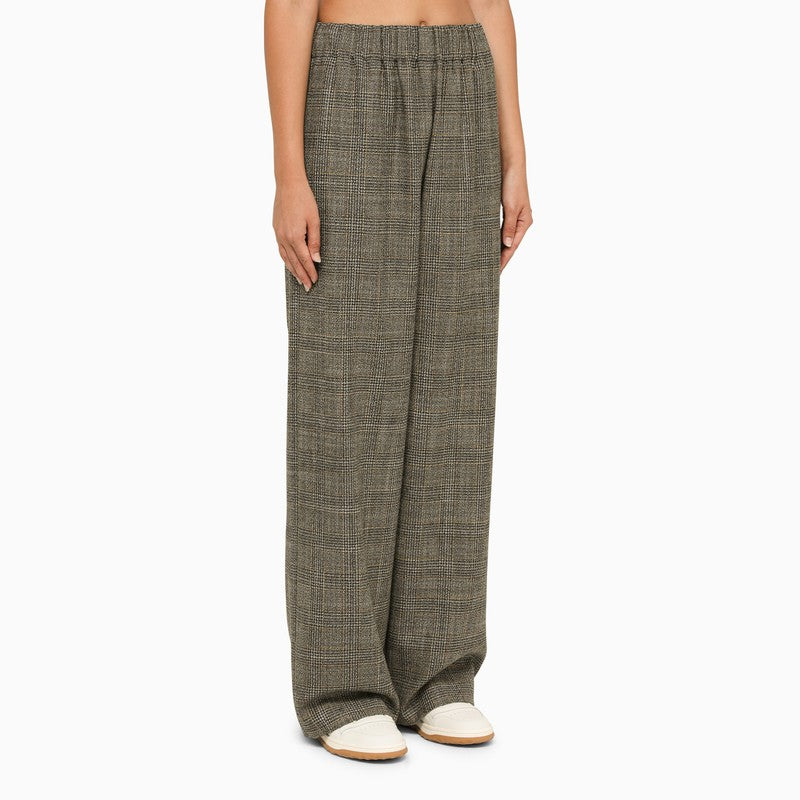 Check pattern wide trousers