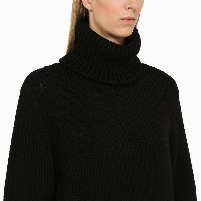 Black wool knit dress