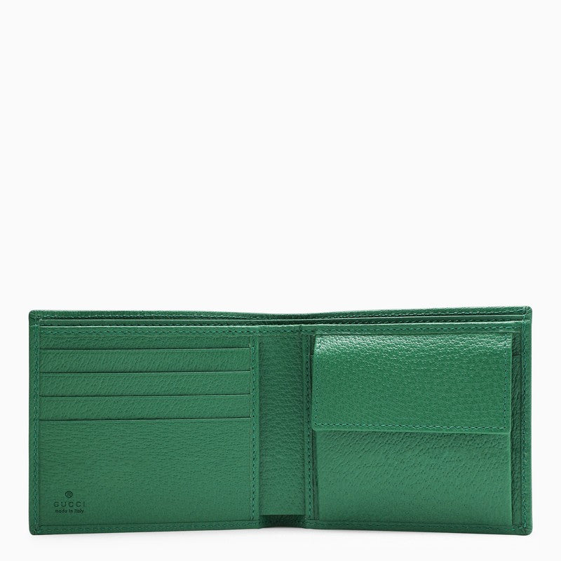 Bi-fold wallet in green GG fabric