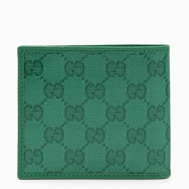 Bi-fold wallet in green GG fabric