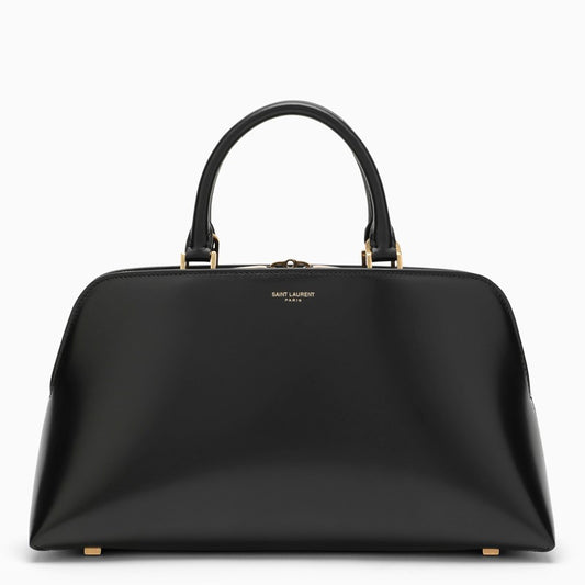 Small black shiny leather Duffle Bag Sac de Jour