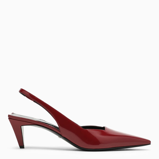 Red patent leather slingback