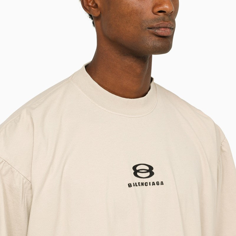 Oversize beige T-shirt with logo