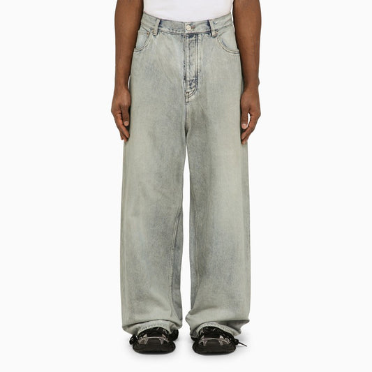 [NEW IN]Dirty blue denim baggy pants with size stickers