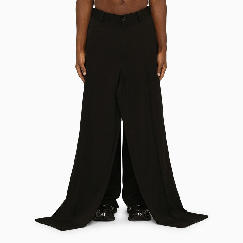 Double Front black wool trousers