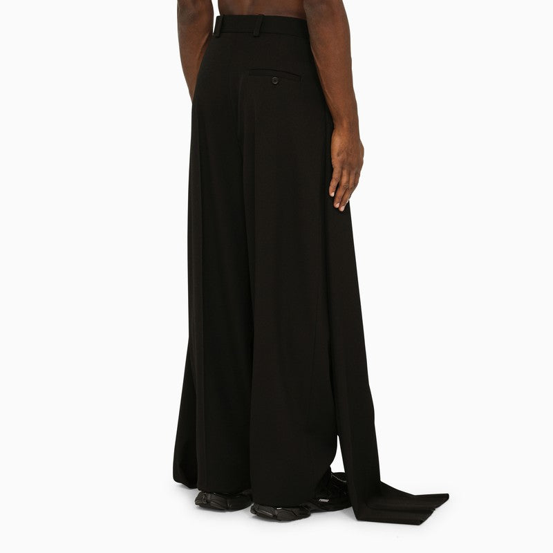 Double Front black wool trousers