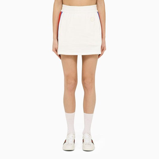 White cotton mini skirt with web detail