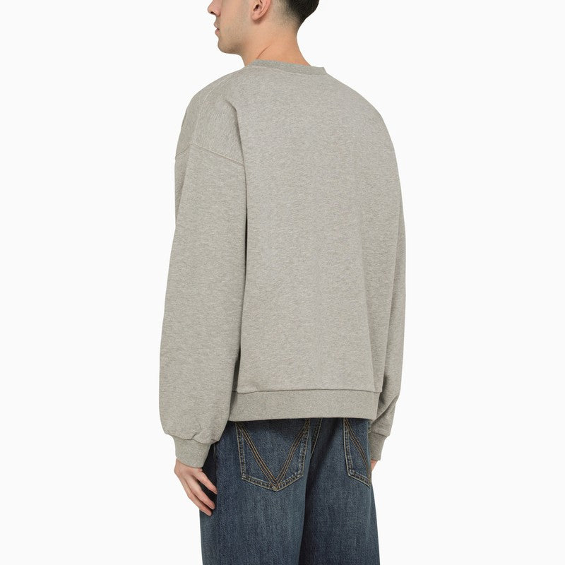 Grey cotton crewneck sweatshirt with logo