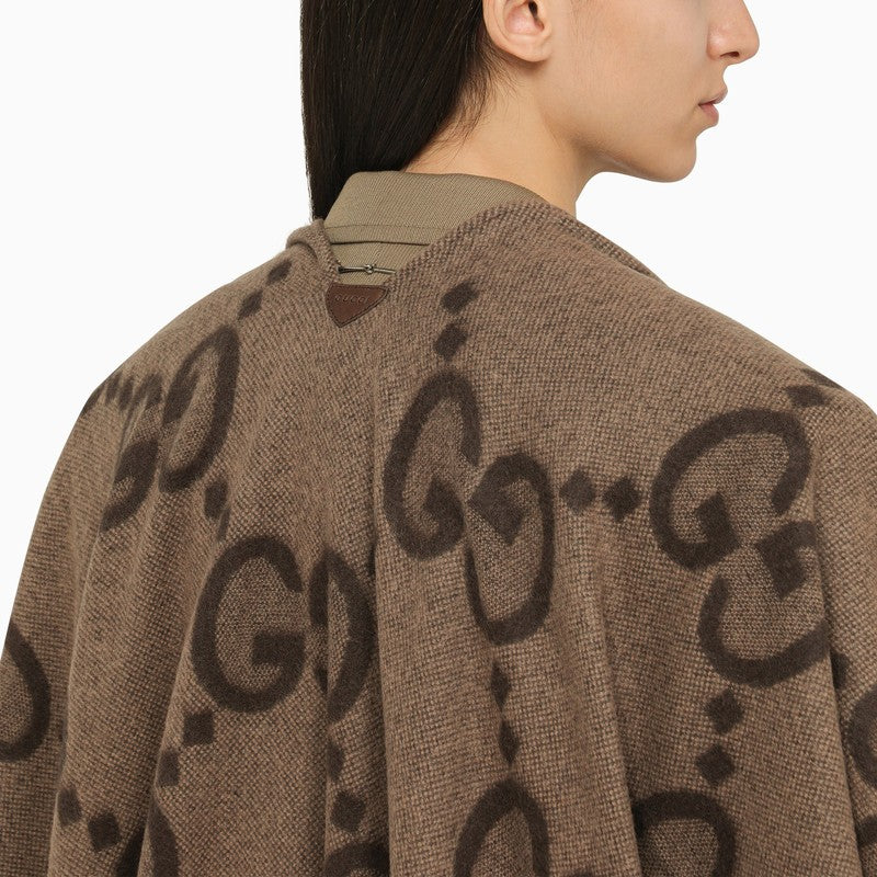 Beige/brown reversible Jumbo cashmere cape