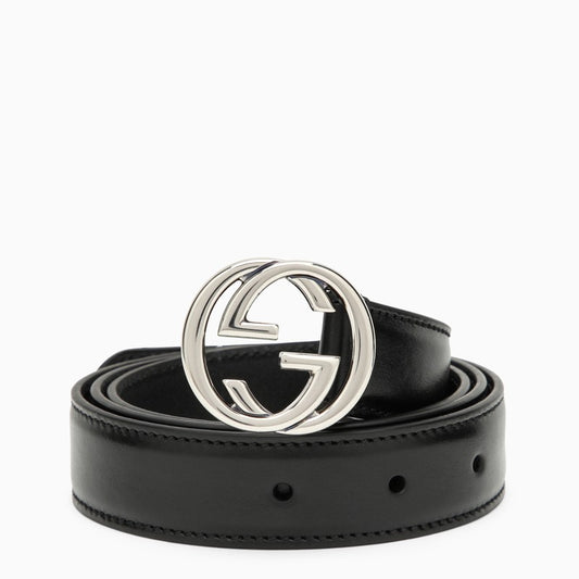 Black leather GG belt
