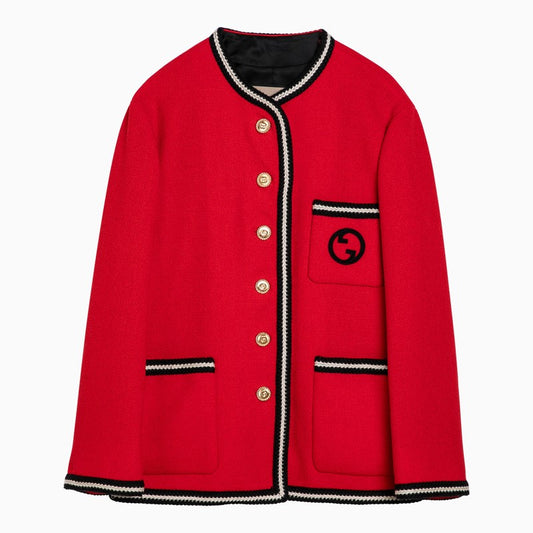 [WOMEN][NEW IN]Red tweed jacket with logo